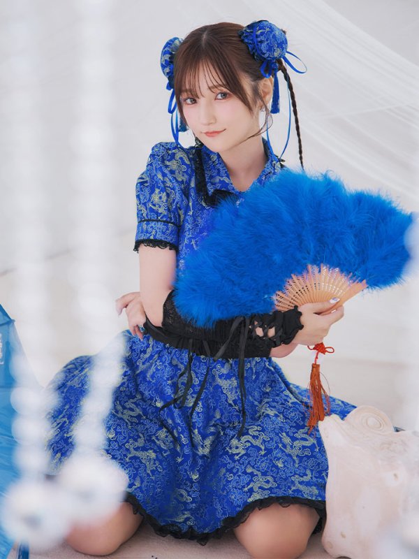 画像10: 【即日発送！】【ハロウィン】アームウォーマー付きフレアスカートチャイナ 【コスプレ5点セット】 【S-XLサイズ/２カラー】(SE01YN)[OF04]