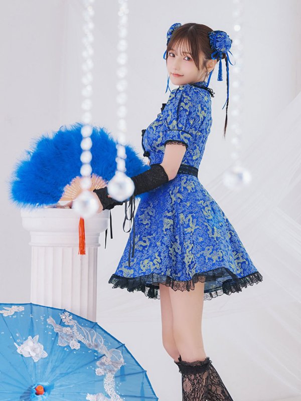 画像15: 【即日発送！】【ハロウィン】アームウォーマー付きフレアスカートチャイナ 【コスプレ5点セット】 【S-XLサイズ/２カラー】(SE01YN)[OF04]