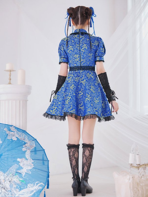 画像20: 【即日発送！】【ハロウィン】アームウォーマー付きフレアスカートチャイナ 【コスプレ5点セット】 【S-XLサイズ/２カラー】(SE01YN)[OF04]