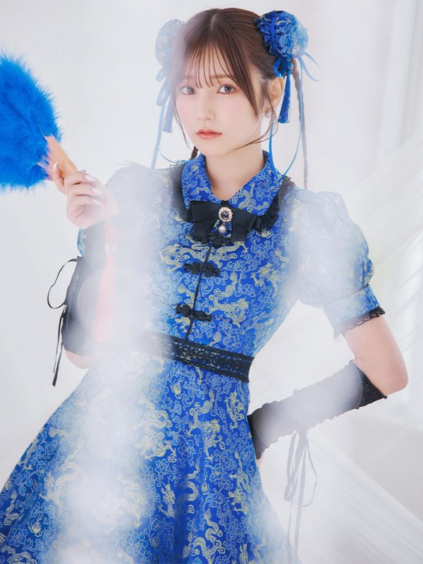 画像3: 【即日発送！】【ハロウィン】アームウォーマー付きフレアスカートチャイナ 【コスプレ5点セット】 【S-XLサイズ/２カラー】(SE01YN)[OF04]