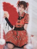 【即日発送！】【ハロウィン】アームウォーマー付きフレアスカートチャイナ 【コスプレ5点セット】 【S-XLサイズ/２カラー】(SE01YN)[YMT]