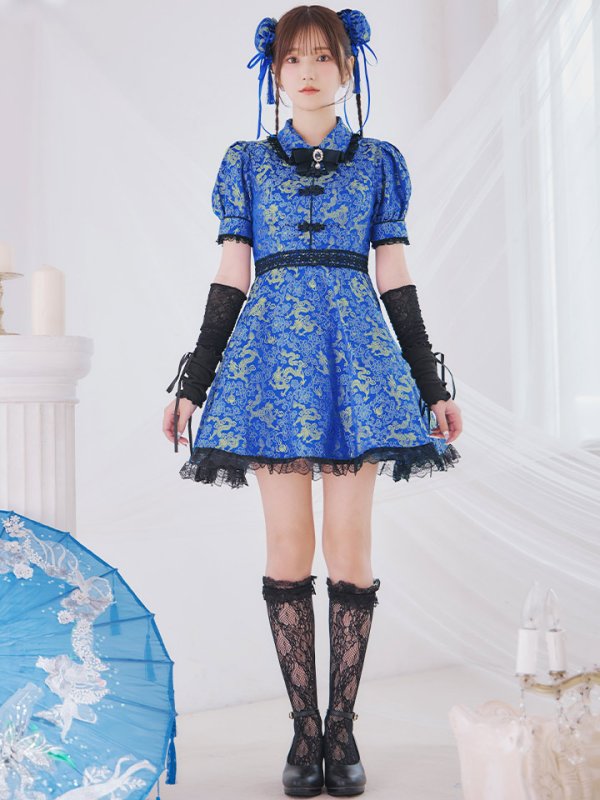 画像7: 【即日発送！】【ハロウィン】アームウォーマー付きフレアスカートチャイナ 【コスプレ5点セット】 【S-XLサイズ/２カラー】(SE01YN)[OF04]