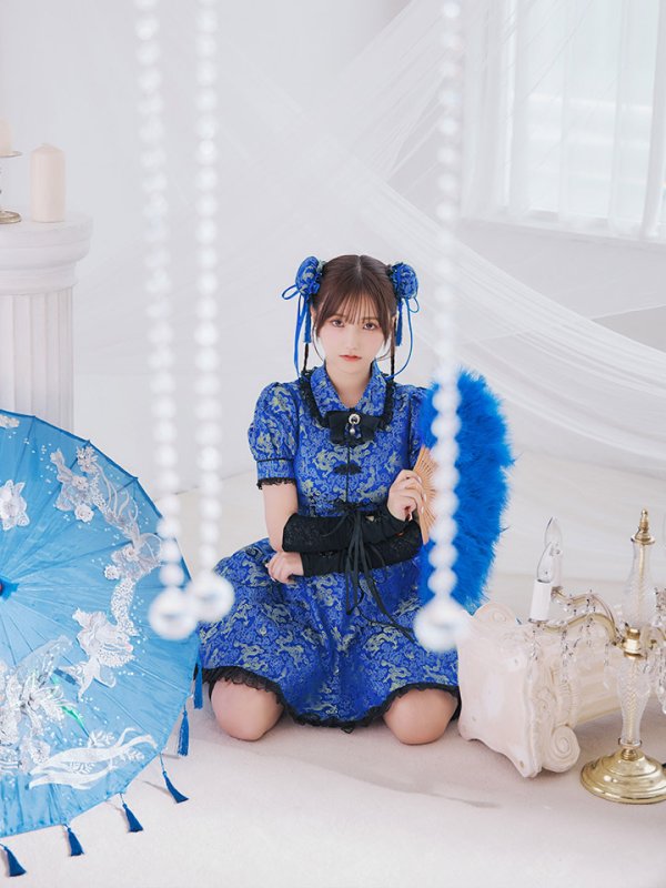 画像8: 【即日発送！】【ハロウィン】アームウォーマー付きフレアスカートチャイナ 【コスプレ5点セット】 【S-XLサイズ/２カラー】(SE01YN)[OF04]