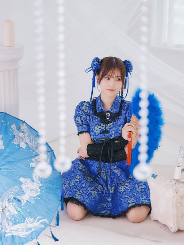 画像9: 【即日発送！】【ハロウィン】アームウォーマー付きフレアスカートチャイナ 【コスプレ5点セット】 【S-XLサイズ/２カラー】(SE01YN)[OF04]