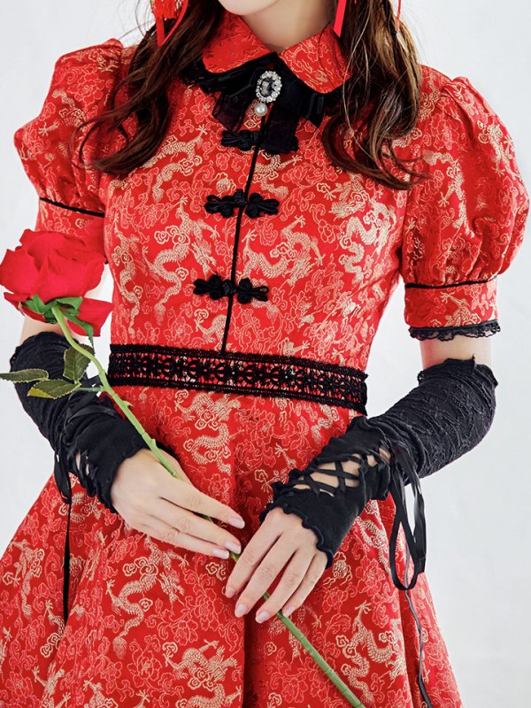 画像14: 【即日発送！】【ハロウィン】アームウォーマー付きフレアスカートチャイナ 【コスプレ5点セット】 【S-XLサイズ/２カラー】(SE01YN)[OF04]