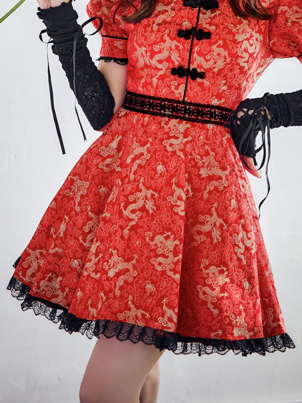 画像15: 【即日発送！】【ハロウィン】アームウォーマー付きフレアスカートチャイナ 【コスプレ5点セット】 【S-XLサイズ/２カラー】(SE01YN)[OF04]