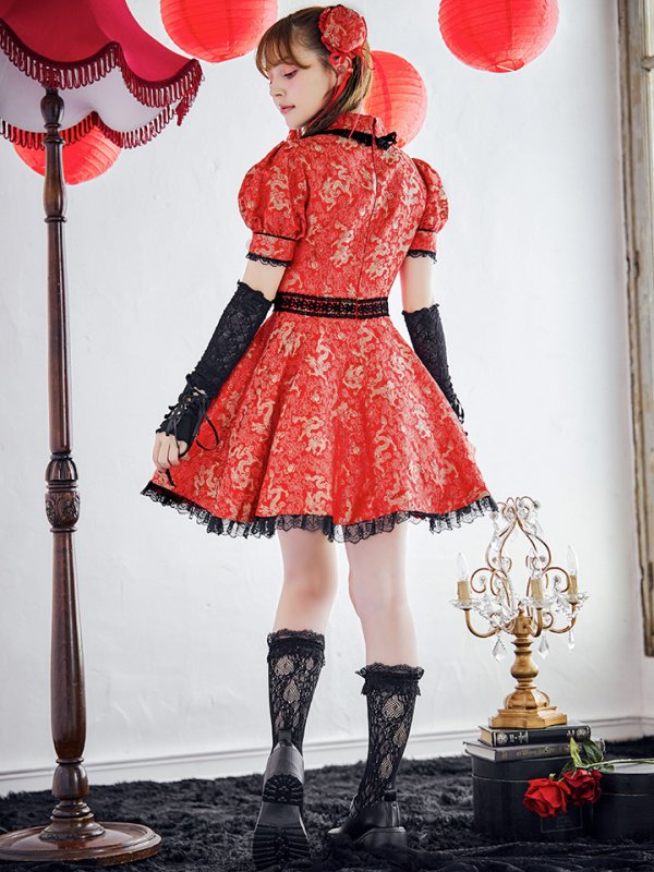 画像13: 【即日発送！】【ハロウィン】アームウォーマー付きフレアスカートチャイナ 【コスプレ5点セット】 【S-XLサイズ/２カラー】(SE01YN)[OF04]