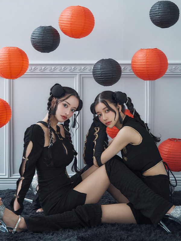 画像3: 【ハロウィン】ドラゴンプリントチャイナセットアップ 【コスプレ5点セット】【XS-Mサイズ/1カラー】ドラゴンプリントチャイナドレス 【コスプレ3点セット】【XS-Lサイズ/1カラー】(SE01YN)[HC03]