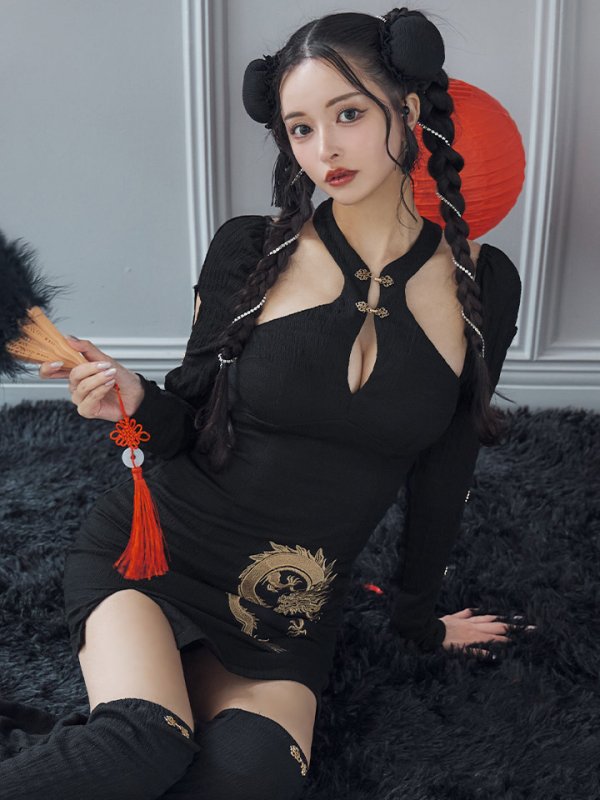 画像7: 【ハロウィン】ドラゴンプリントチャイナドレス 【コスプレ3点セット】【XS-Lサイズ/1カラー】(SE01YN)[OF04]