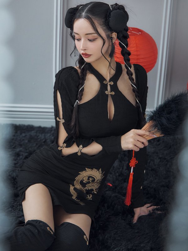 画像8: 【ハロウィン】ドラゴンプリントチャイナドレス 【コスプレ3点セット】【XS-Lサイズ/1カラー】(SE01YN)[OF04]