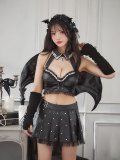 【即日発送！】【ハロウィン】【うづきふうかコラボ】 レザーデビルセットアップ 【コスプレ6点セット】 【XS-Mサイズ/1カラー】[YMT]