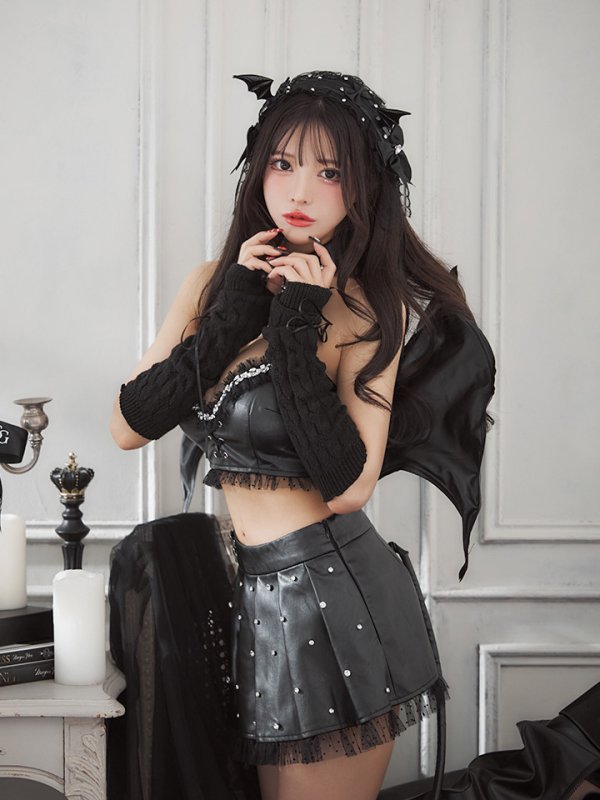 画像22: 【即日発送】【送料無料！】【ハロウィン】【うづきふうかコラボ】 レザーデビルセットアップ 【コスプレ6点セット】[HC03]