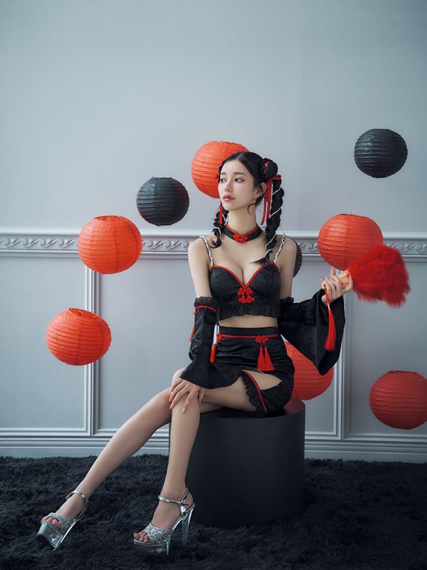 画像14: 【ハロウィン】ベルスリーブチャイナセットアップ 【コスプレ5点セット】【XS-Mサイズ/1カラー】オフショルチャイナワンピース 【コスプレ6点セット】 【XS-Lサイズ/3カラー】(SE01YN)[OF04]