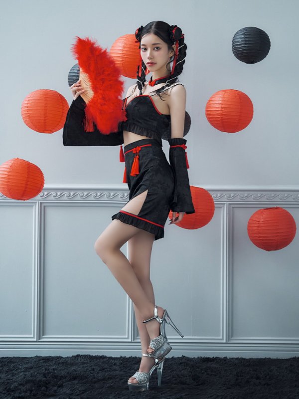 画像16: 【ハロウィン】ベルスリーブチャイナセットアップ 【コスプレ5点セット】【XS-Mサイズ/1カラー】オフショルチャイナワンピース 【コスプレ6点セット】 【XS-Lサイズ/3カラー】(SE01YN)[OF04]