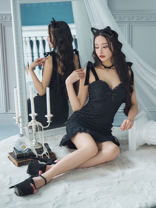 画像10: 【SALE!!】【ハロウィン】ドットレースベビードールワンピース 【コスプレ3点セット】【XS-Lサイズ/1カラー】[HC03]