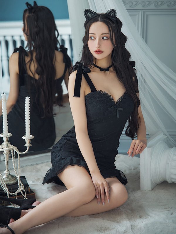 画像15: 【SALE!!】【ハロウィン】ドットレースベビードールワンピース 【コスプレ3点セット】【XS-Lサイズ/1カラー】[HC03]