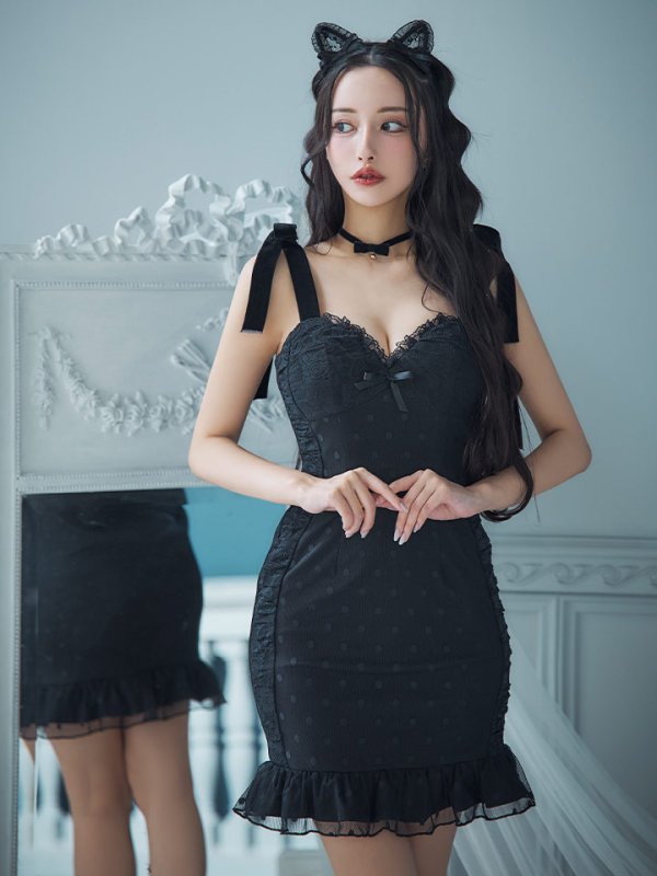 画像8: 【SALE!!】【ハロウィン】ドットレースベビードールワンピース 【コスプレ3点セット】【XS-Lサイズ/1カラー】[HC03]