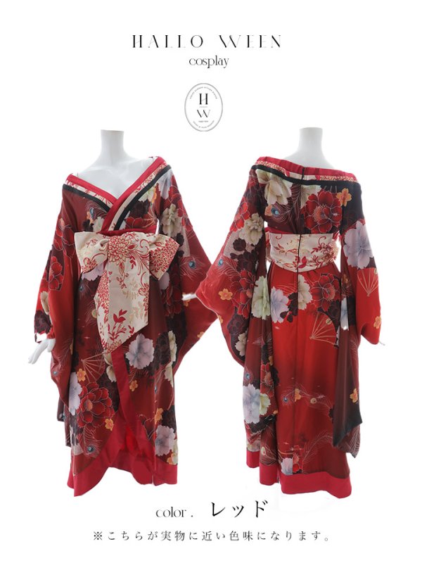 画像34: 【即日発送！】【ハロウィン】花魁ショートインロングワンピース 【コスプレ】【S-XLサイズ/2カラー】[OF01]
