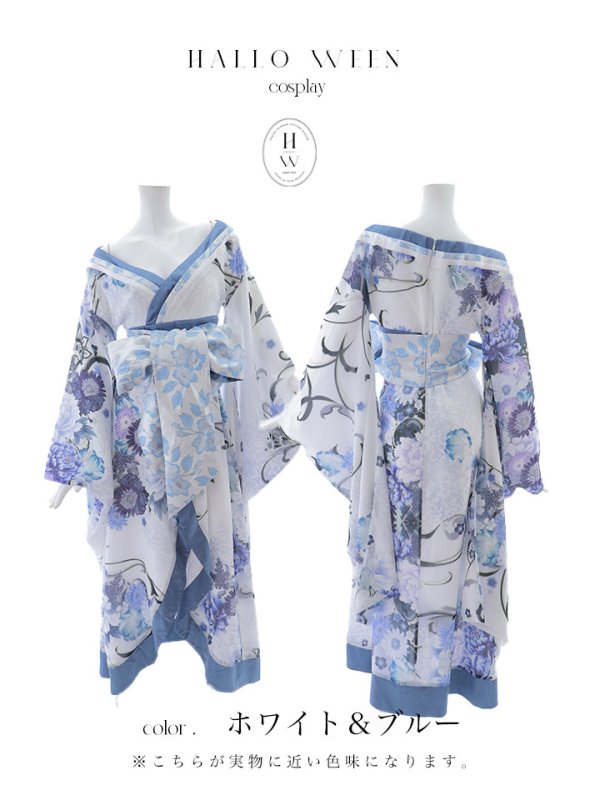 画像38: 【即日発送！】【ハロウィン】花魁ショートインロングワンピース 【コスプレ】【S-XLサイズ/2カラー】[OF01]