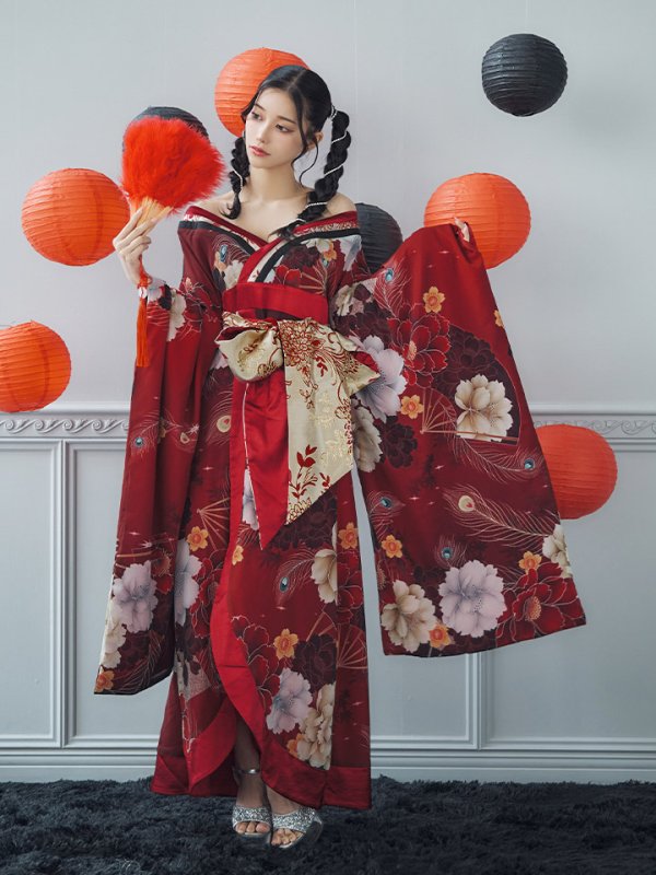 画像14: 【即日発送！】【ハロウィン】花魁ショートインロングワンピース 【コスプレ】【S-XLサイズ/2カラー】[OF01]