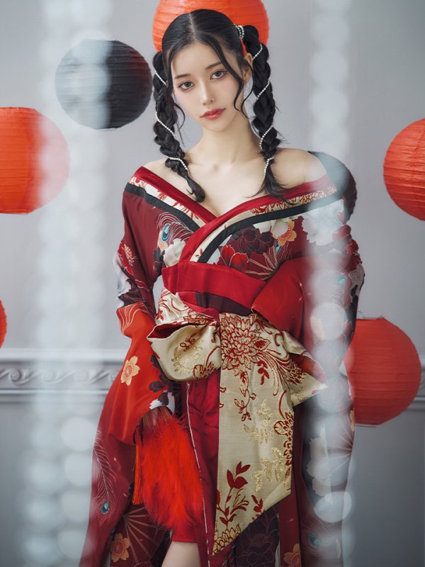 画像15: 【即日発送！】【ハロウィン】花魁ショートインロングワンピース 【コスプレ】【S-XLサイズ/2カラー】[OF01]