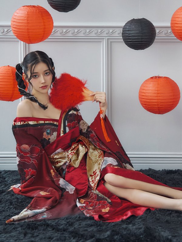 画像16: 【即日発送！】【ハロウィン】花魁ショートインロングワンピース 【コスプレ】【S-XLサイズ/2カラー】[OF01]