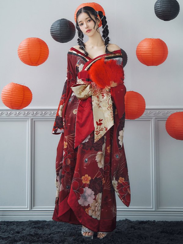 画像19: 【即日発送！】【ハロウィン】花魁ショートインロングワンピース 【コスプレ】【S-XLサイズ/2カラー】[OF01]