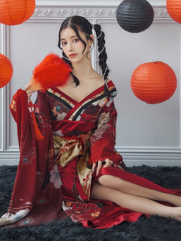 画像7: 【即日発送！】【ハロウィン】花魁ショートインロングワンピース 【コスプレ】【S-XLサイズ/2カラー】[OF01]