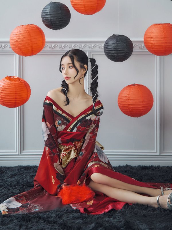 画像11: 【即日発送！】【ハロウィン】花魁ショートインロングワンピース 【コスプレ】【S-XLサイズ/2カラー】[OF01]