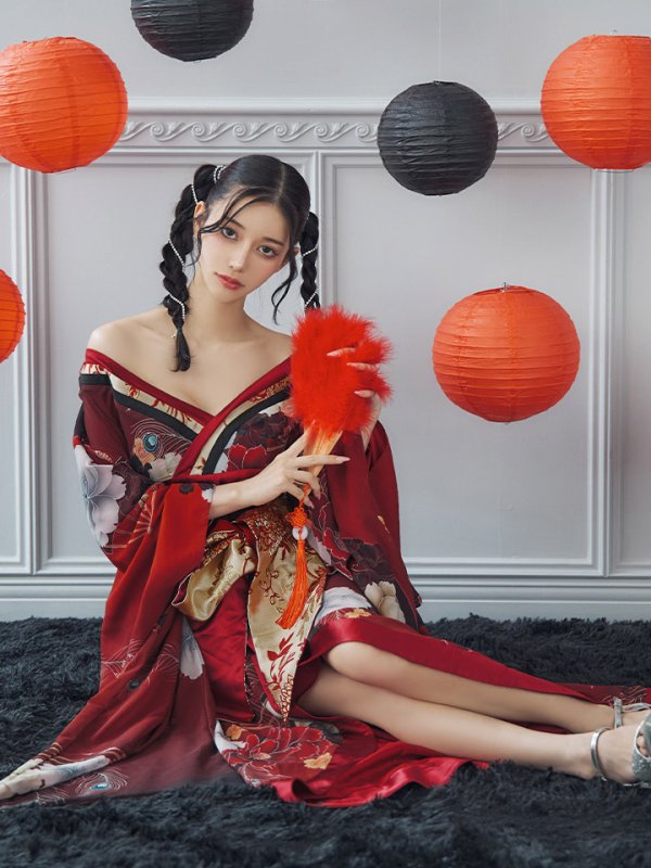 画像12: 【即日発送！】【ハロウィン】花魁ショートインロングワンピース 【コスプレ】【S-XLサイズ/2カラー】[OF01]