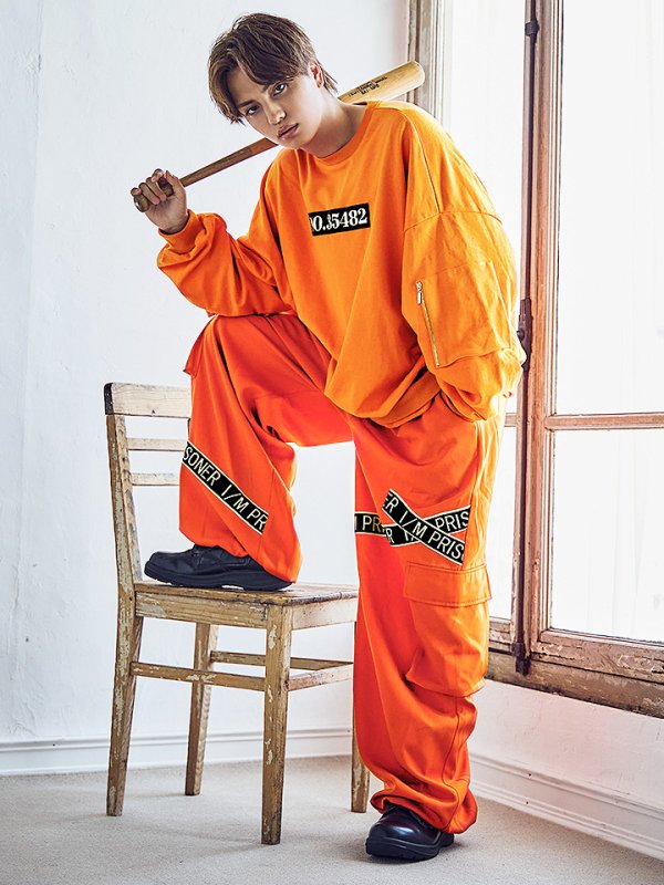 画像4: 【SALE!!】【即日発送！】【ハロウィン】 オレンジ囚人トレーナーセット 【コスプレ2点セット】【XXLサイズ/1カラー】(HC206-SV)[HC03]