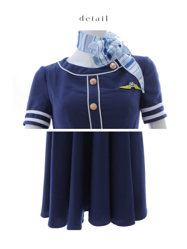 画像19: 【即日発送！】【ハロウィン】CAロングフレアワンピース 【コスプレ5点セット】 【S-XLサイズ/1カラー】[OF01]