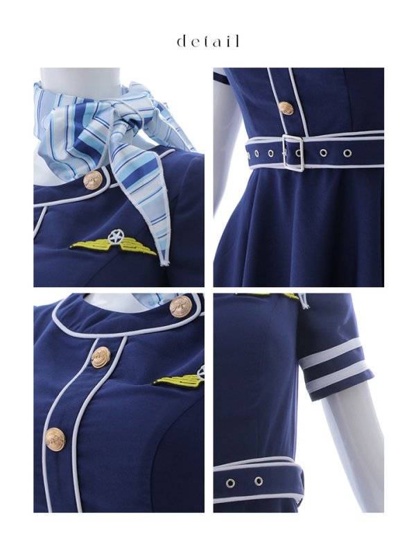 画像20: 【即日発送！】【ハロウィン】CAロングフレアワンピース 【コスプレ5点セット】 【S-XLサイズ/1カラー】[OF01]