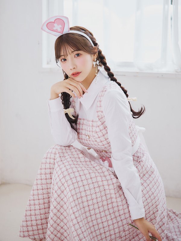 画像11: 【SALE!!】【即日発送！】【ハロウィン】ナースツイードロングフレア 【コスプレ3点セット】 【S-XLサイズ/1カラー】(CH02)[OF01]