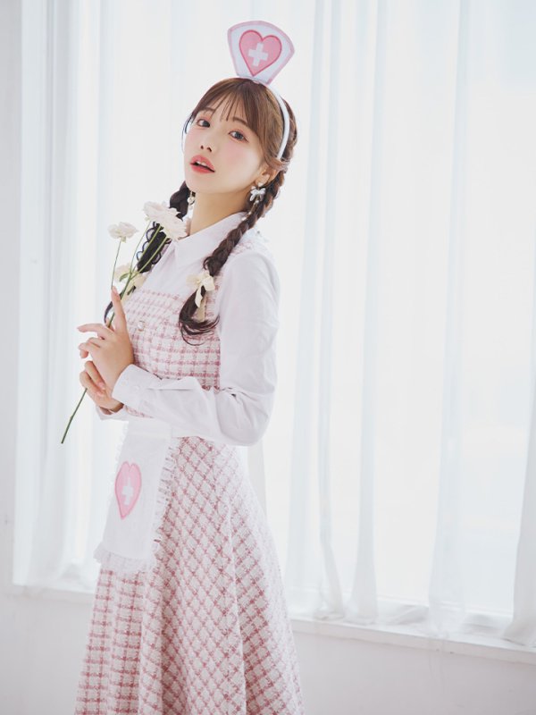 画像5: 【SALE!!】【即日発送！】【ハロウィン】ナースツイードロングフレア 【コスプレ3点セット】 【S-XLサイズ/1カラー】(CH02)[OF01]