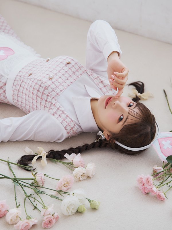 画像8: 【SALE!!】【即日発送！】【ハロウィン】ナースツイードロングフレア 【コスプレ3点セット】 【S-XLサイズ/1カラー】(CH02)[OF01]