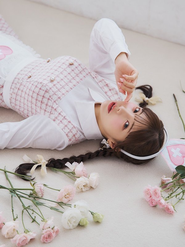 画像9: 【SALE!!】【即日発送！】【ハロウィン】ナースツイードロングフレア 【コスプレ3点セット】 【S-XLサイズ/1カラー】(CH02)[OF01]