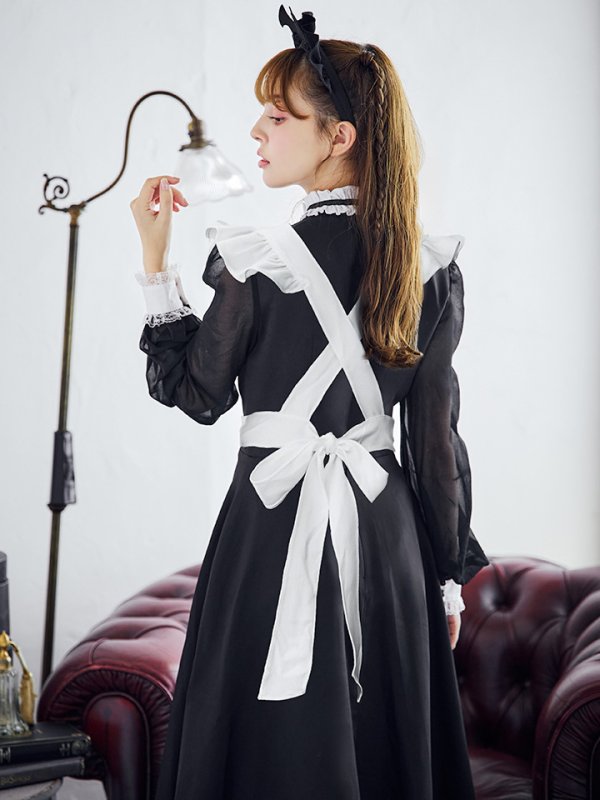 画像6: 【SALE!!】【即日発送！】【ハロウィン】クラシックメイドロングワンピース 【コスプレ3点セット】【S-XLサイズ/1カラー】[OF01]