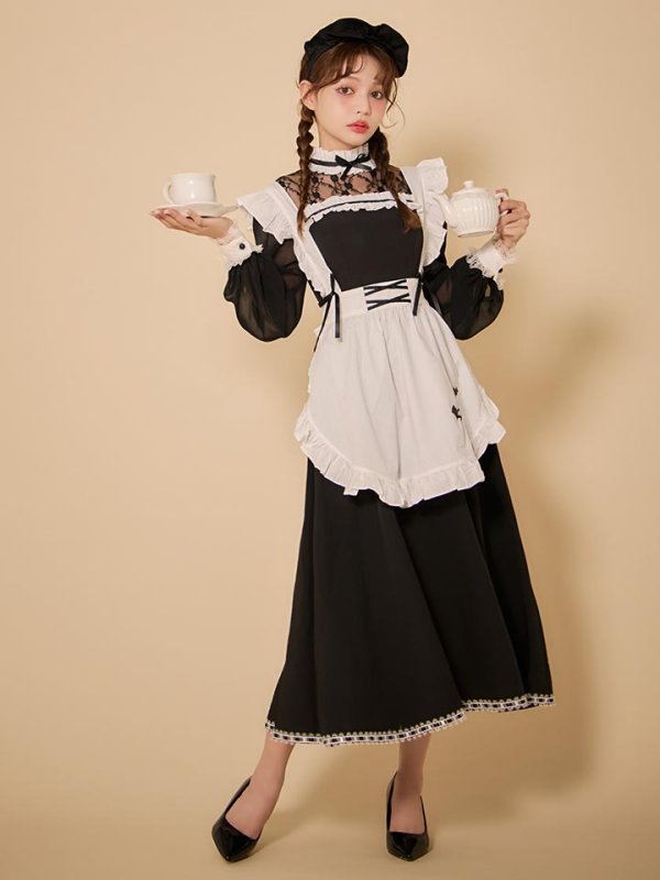 画像11: 【SALE!!】【即日発送】【ハロウィン】クラシックメイドロングワンピース【コスプレ3点セット】【S-XLサイズ/1カラー】[HC03]