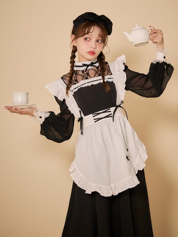 画像3: 【SALE!!】【即日発送】【ハロウィン】クラシックメイドロングワンピース【コスプレ3点セット】【S-XLサイズ/1カラー】[HC03]