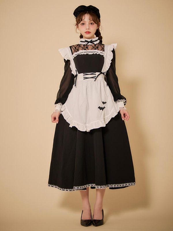画像4: 【SALE!!】【即日発送】【ハロウィン】クラシックメイドロングワンピース【コスプレ3点セット】【S-XLサイズ/1カラー】[HC03]