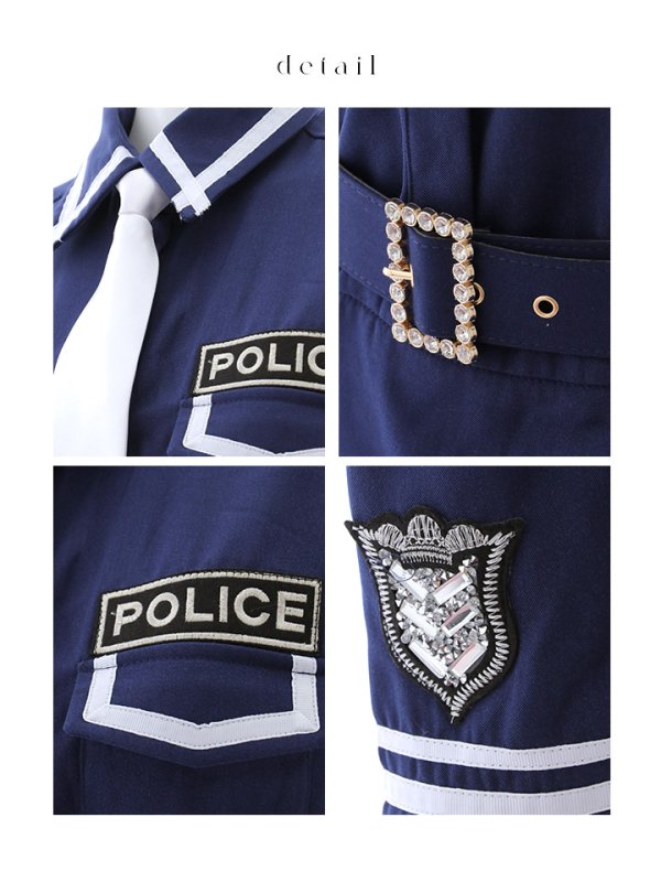 画像20: 【SALE!!】【即日発送！】【ハロウィン】ポリスタイトロング 【コスプレ5点セット】 【S-Lサイズ/1カラー】[OF01-B]