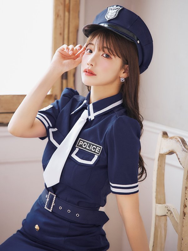 画像6: 【SALE!!】【即日発送！】【ハロウィン】ポリスタイトロング 【コスプレ5点セット】 【S-Lサイズ/1カラー】[OF01-B]