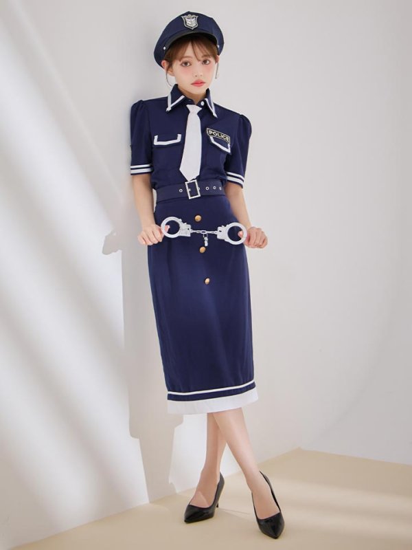 画像4: 【SALE!!】【即日発送！】【ハロウィン】ポリスタイトロング 【コスプレ5点セット】 【S-Lサイズ/1カラー】[HC03-B]