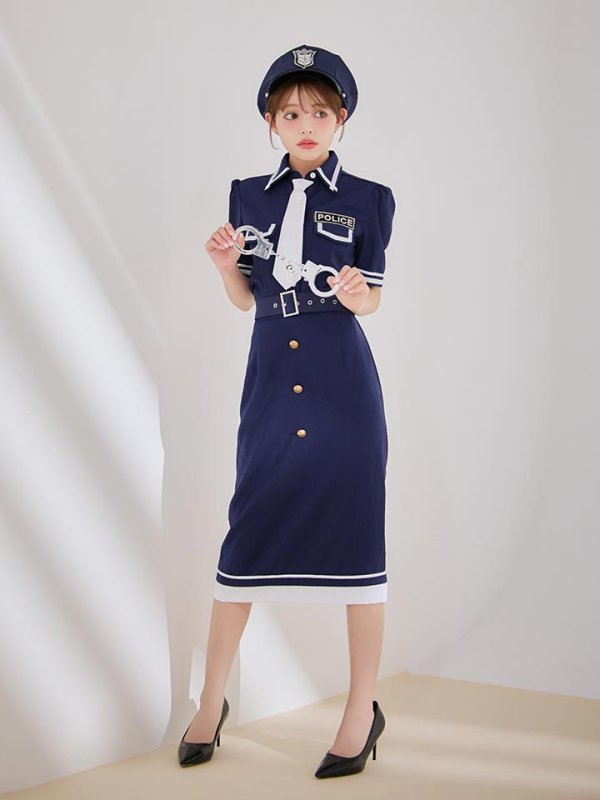 画像7: 【SALE!!】【即日発送！】【ハロウィン】ポリスタイトロング 【コスプレ5点セット】 【S-Lサイズ/1カラー】[HC03-B]