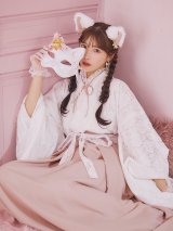 【ノベルティ対象】【即日発送！】【ハロウィン】猫巫女レース袴 【コスプレ5点セット】 【FREEサイズ/2カラー】[OF01-OMN]