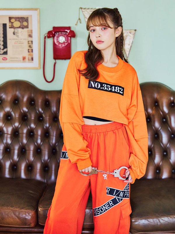 画像10: 【SALE!!】【即日発送！】【ハロウィン】オレンジ囚人長袖Tシャツセット 【コスプレ3点セット】【S-XLサイズ/1カラー】[OF01]