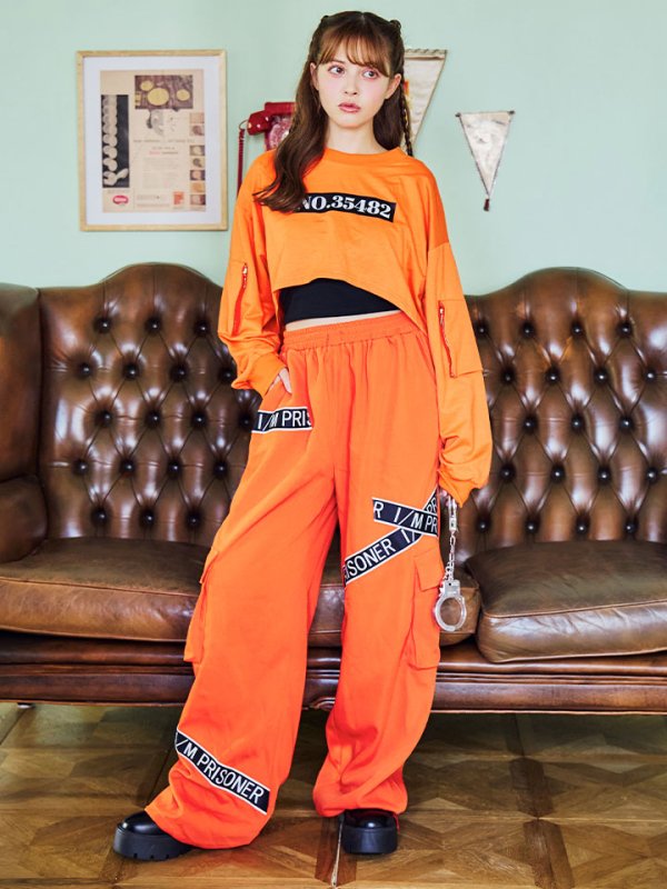 画像4: 【SALE!!】【即日発送！】【ハロウィン】オレンジ囚人長袖Tシャツセット 【コスプレ3点セット】【S-XLサイズ/1カラー】[OF01]