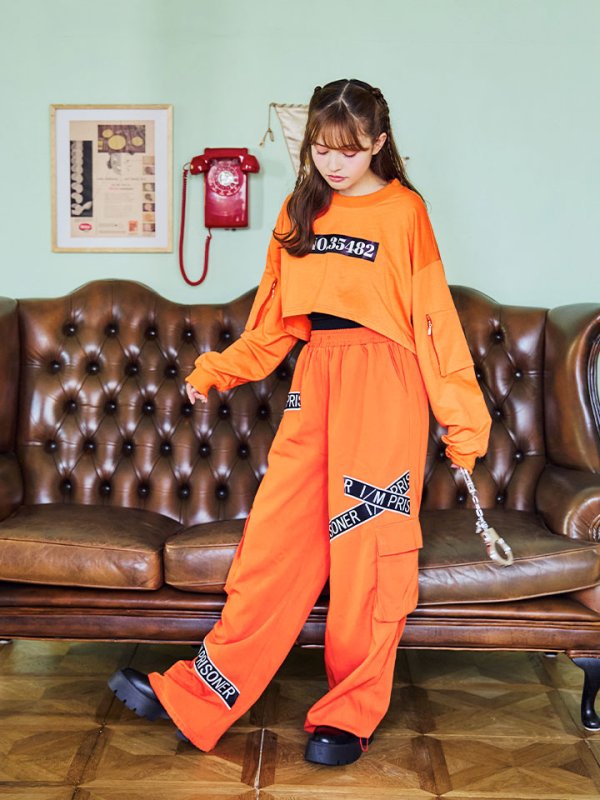 画像9: 【SALE!!】【即日発送！】【ハロウィン】オレンジ囚人長袖Tシャツセット 【コスプレ3点セット】【S-XLサイズ/1カラー】[OF01]