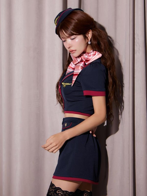 画像13: 【即日発送】【ハロウィン】CAタイトミニセットアップ【コスプレ６点セット】【XS-Mサイズ/1カラー】[HC03]